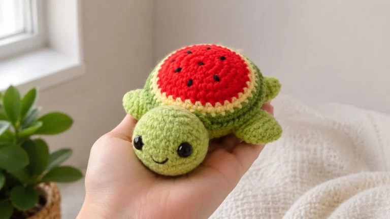 Crochet Fruit Turtle pattern showcasing a colorful and cute design.