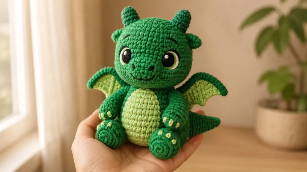 Free amigurumi dragon crochet pattern for a cute dragon toy