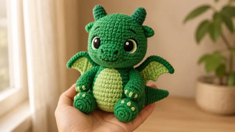 Free amigurumi dragon crochet pattern for a cute dragon toy