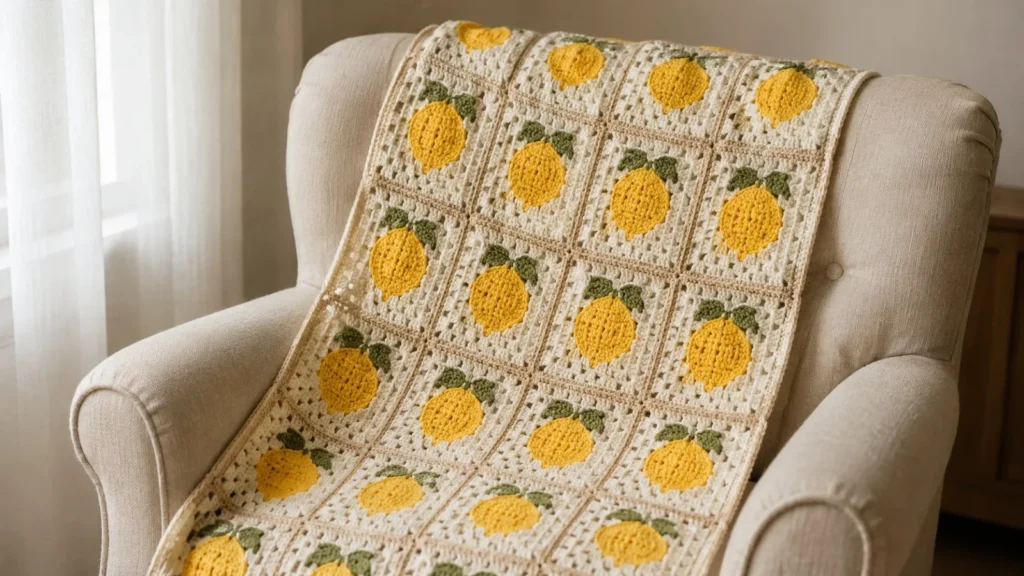 Lemon Granny Square Crochet Blanket Pattern - Stylish Boho Baby Blanket